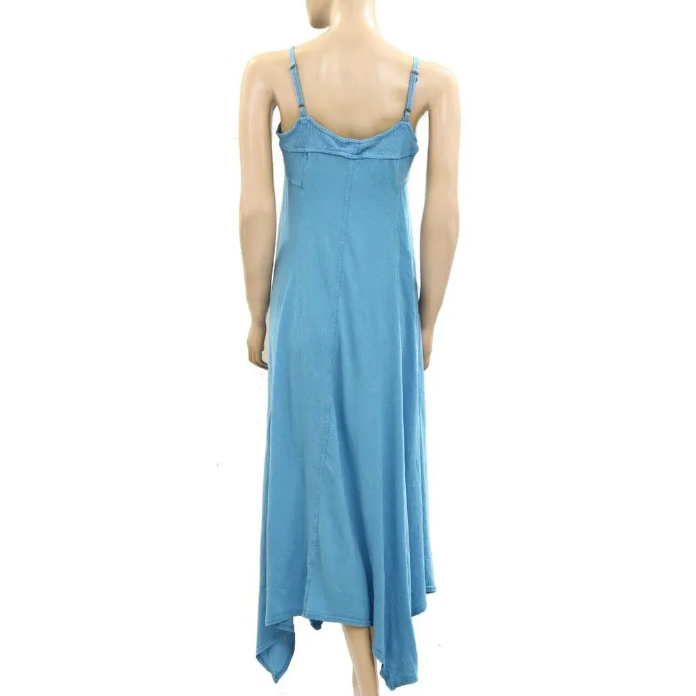 By Anthropologie Sleeveless Asymmetrical-Hem Midi Dress Slip Blue XL NEW 275550 - Picture 3 of 5